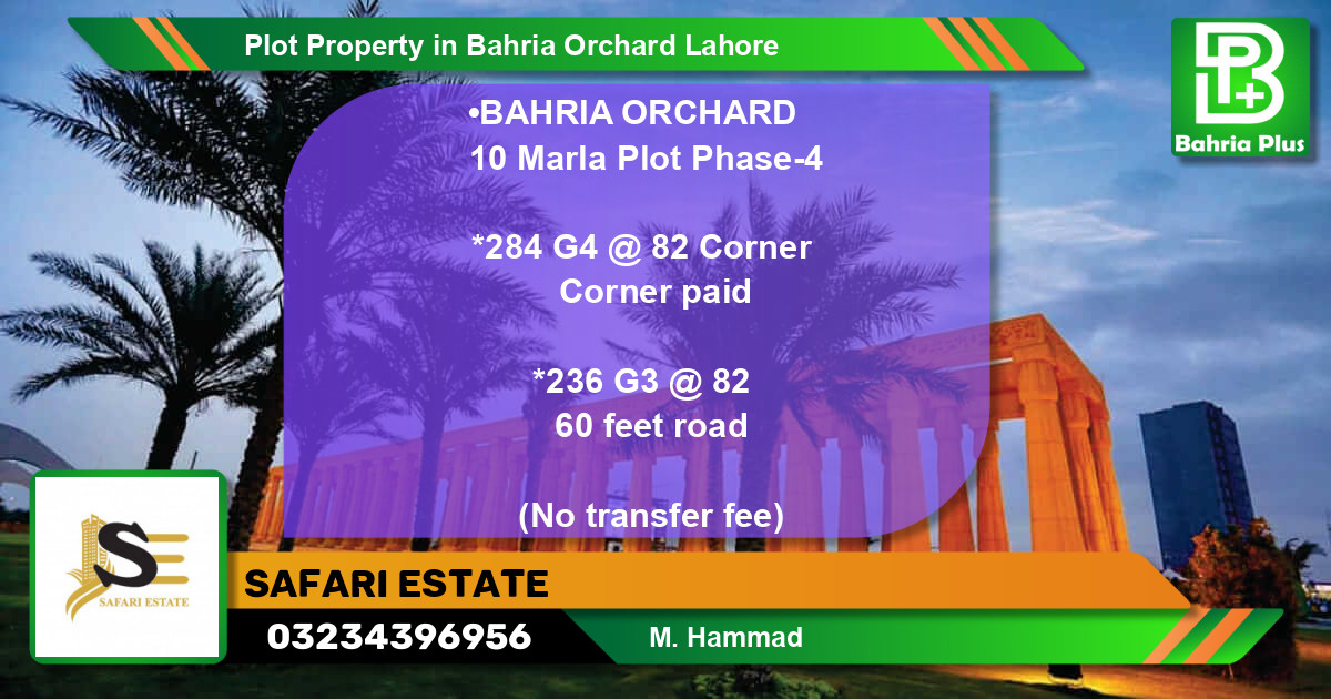 Residential Plot for Sale in Bahria Orchard, Lahore - (BP-84974)