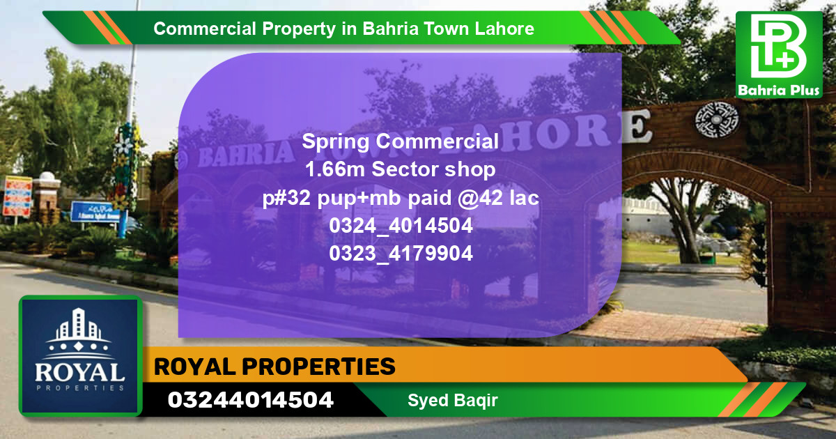 Commercial Property for Sale in Bahria Town, Lahore - (BP-84985)
