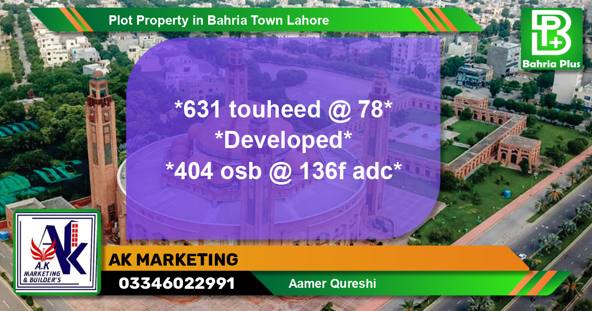 Residential Plot for Sale in Bahria Town, Lahore - (BP-84990)