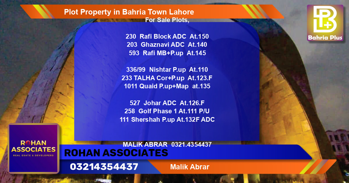 Residential Plot for Sale in Bahria Town, Lahore - (BP-85004)