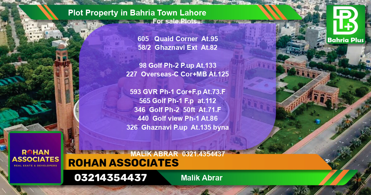 Residential Plot for Sale in Bahria Town, Lahore - (BP-85005)