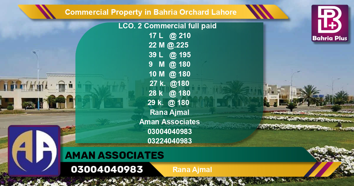 Commercial Property for Sale in Bahria Orchard, Lahore - (BP-85027)