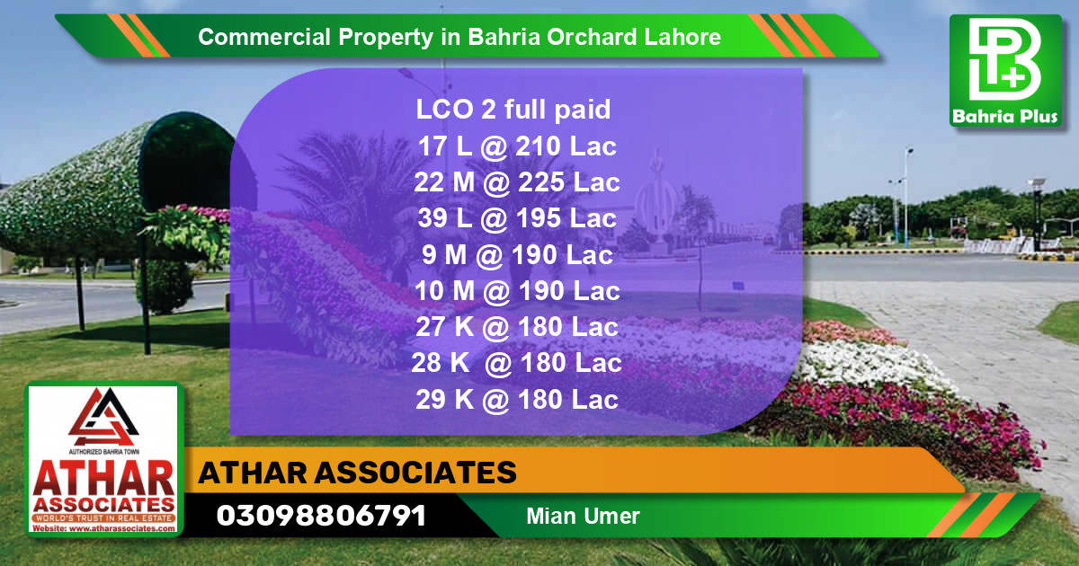 Commercial Property for Sale in Bahria Orchard, Lahore - (BP-85056)