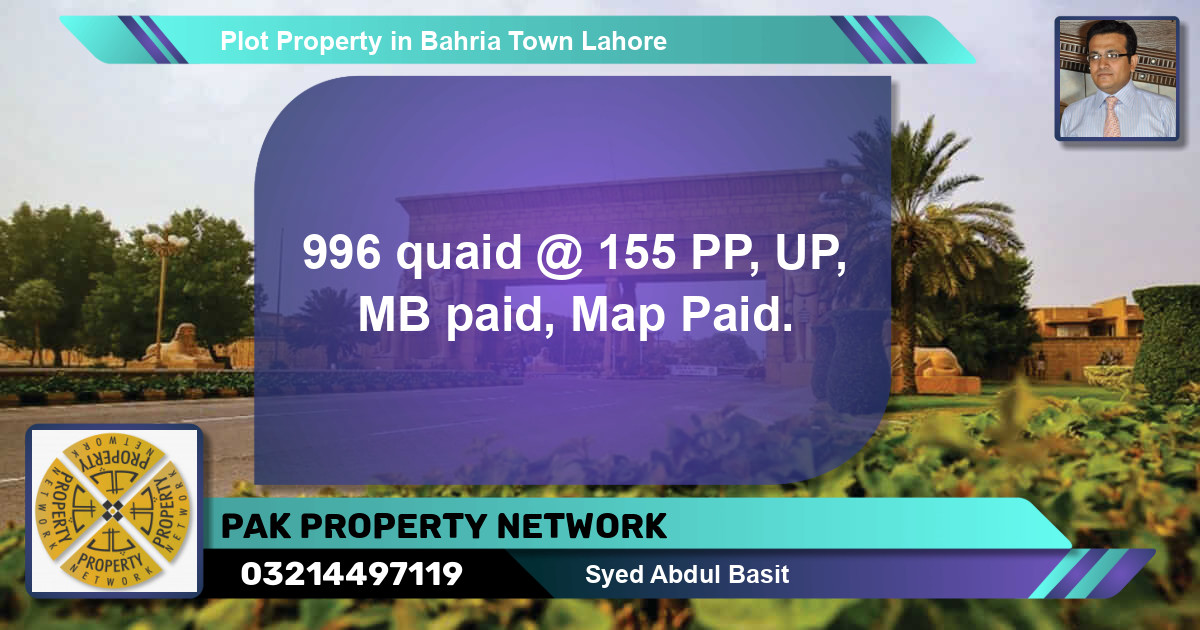 Residential Plot for Sale in Bahria Town, Lahore - (BP-85095)