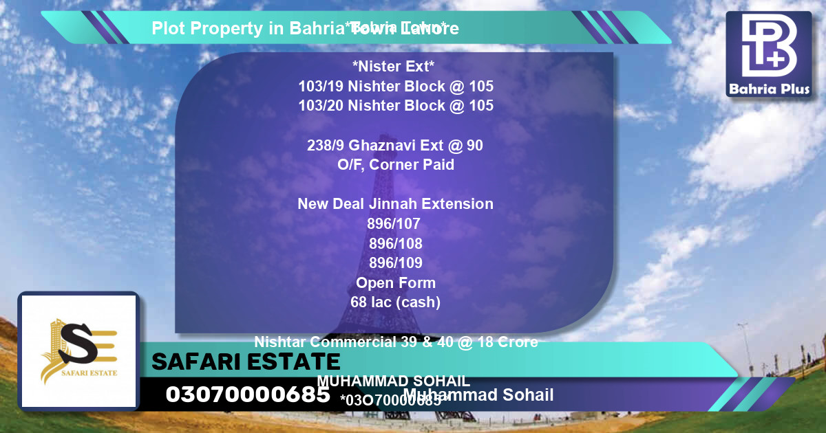 Commercial Plot for Sale in Bahria Town, Lahore - (BP-85099)