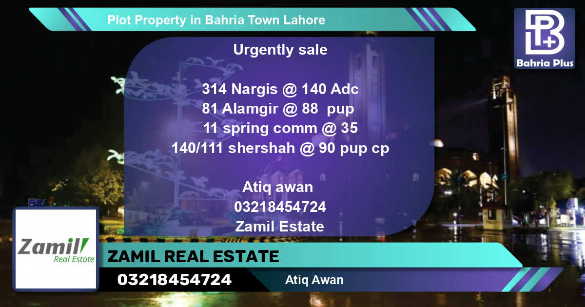 Residential Plot for Sale in Bahria Town, Lahore - (BP-85108)
