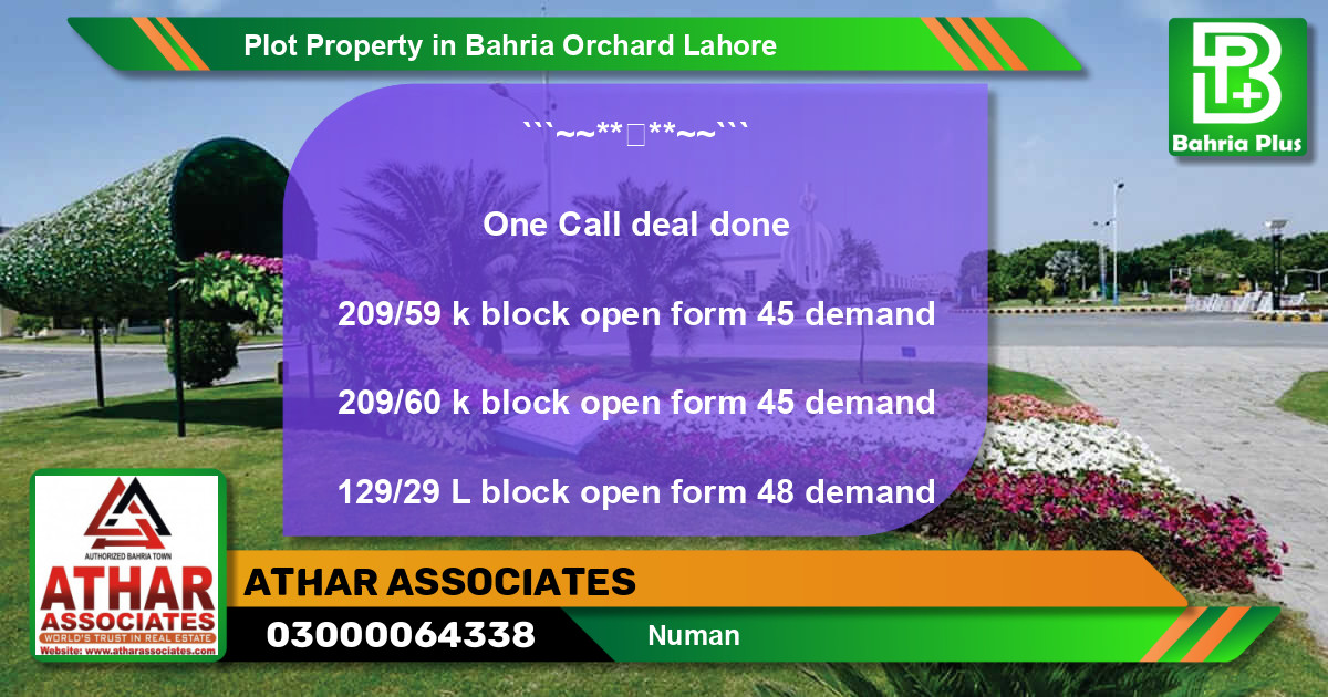 Residential Plot for Sale in Bahria Orchard, Lahore - (BP-85125)