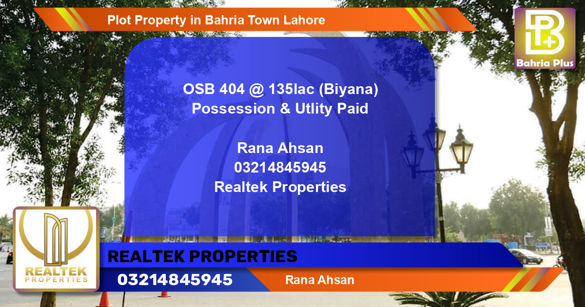 Residential Plot for Sale in Bahria Town, Lahore - (BP-85138)