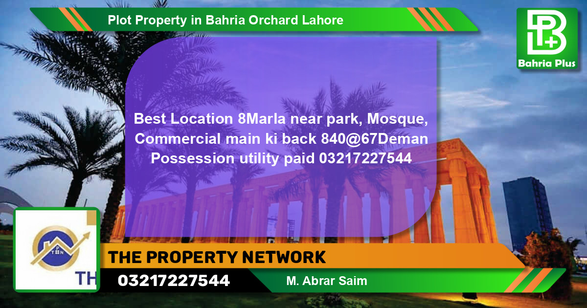 Commercial Plot for Sale in Bahria Orchard, Lahore - (BP-85140)