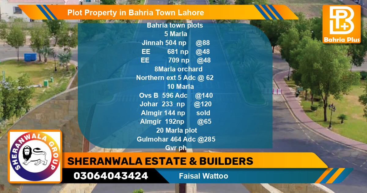 Residential Plot for Sale in Bahria Town, Lahore - (BP-85148)
