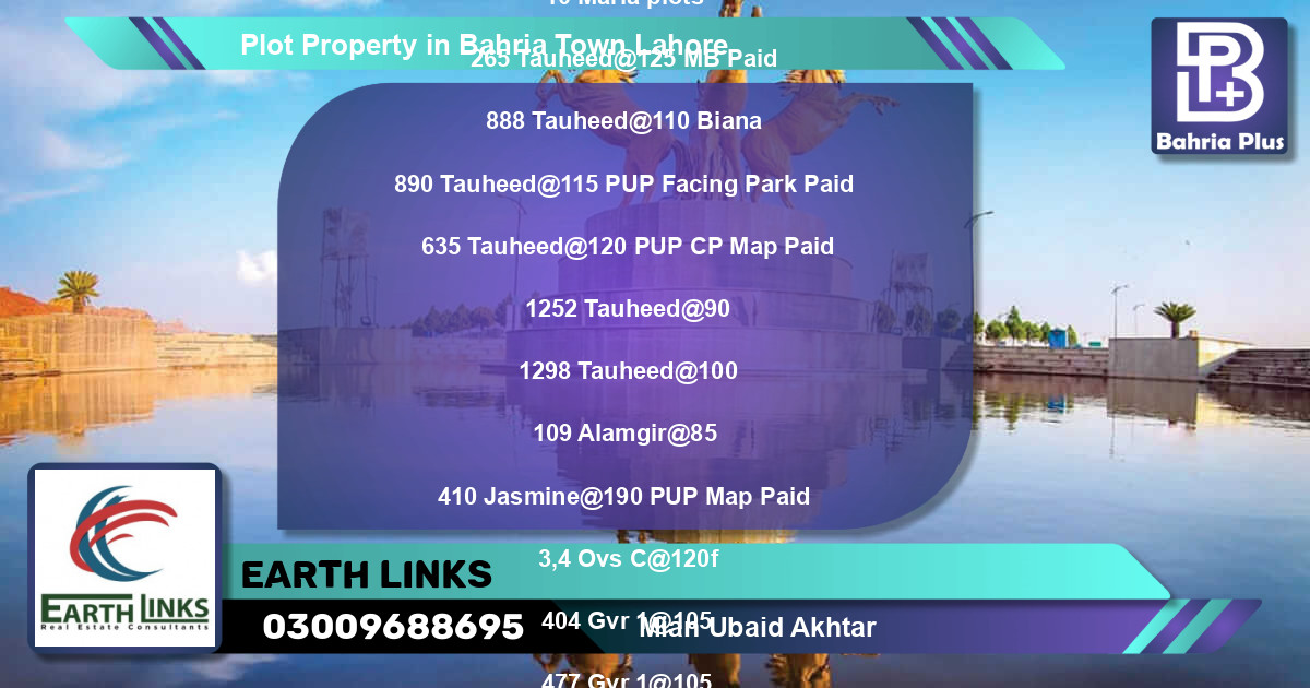 Residential Plot for Sale in Bahria Town, Lahore - (BP-85191)