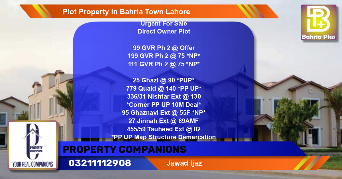 Residential Plot for Sale in Bahria Town, Lahore - (BP-85196)