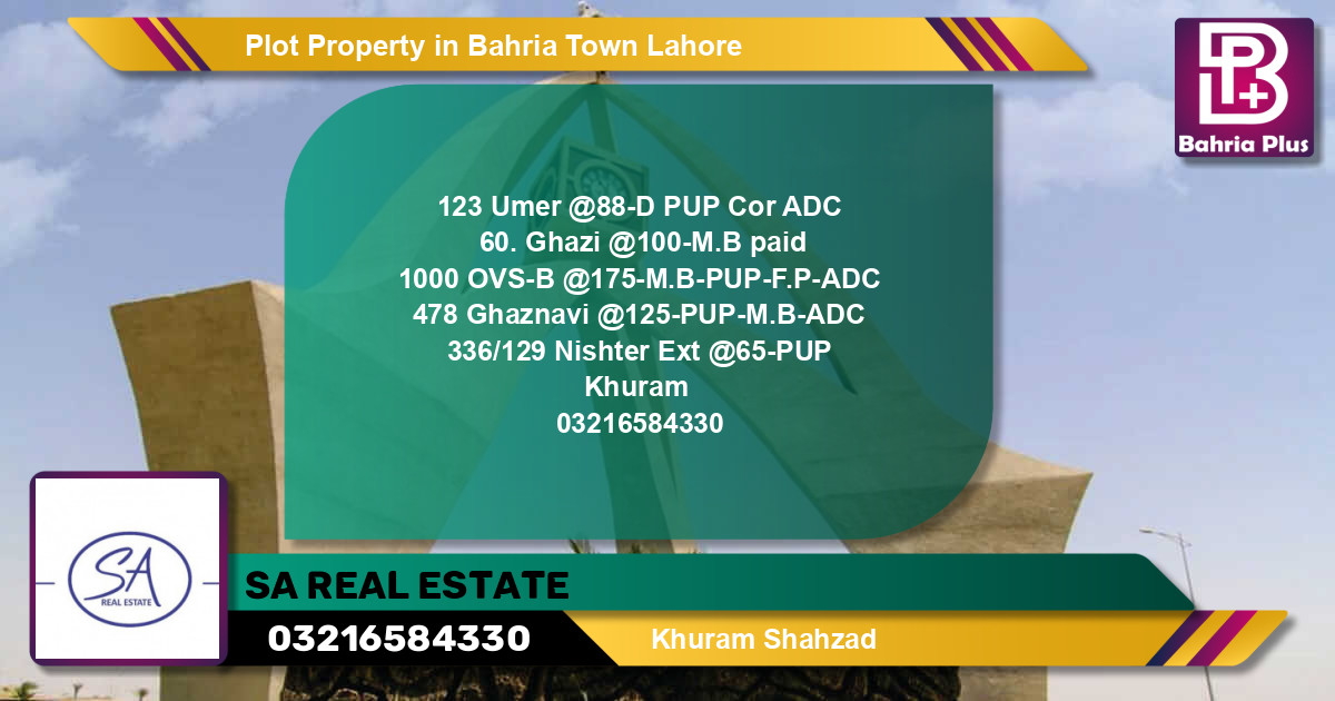 Residential Plot for Sale in Bahria Town, Lahore - (BP-85209)