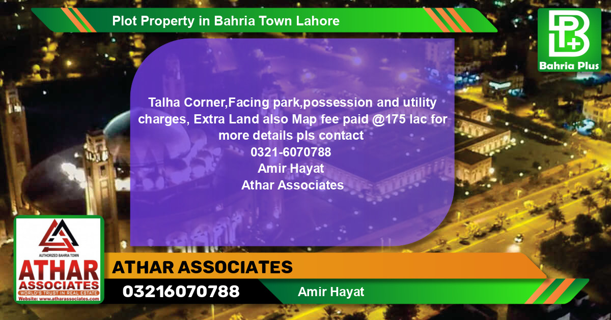 Residential Plot for Sale in Bahria Town, Lahore - (BP-85230)