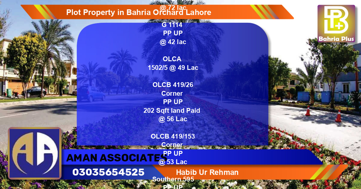 Residential Plot for Sale in Bahria Orchard, Lahore - (BP-85233)