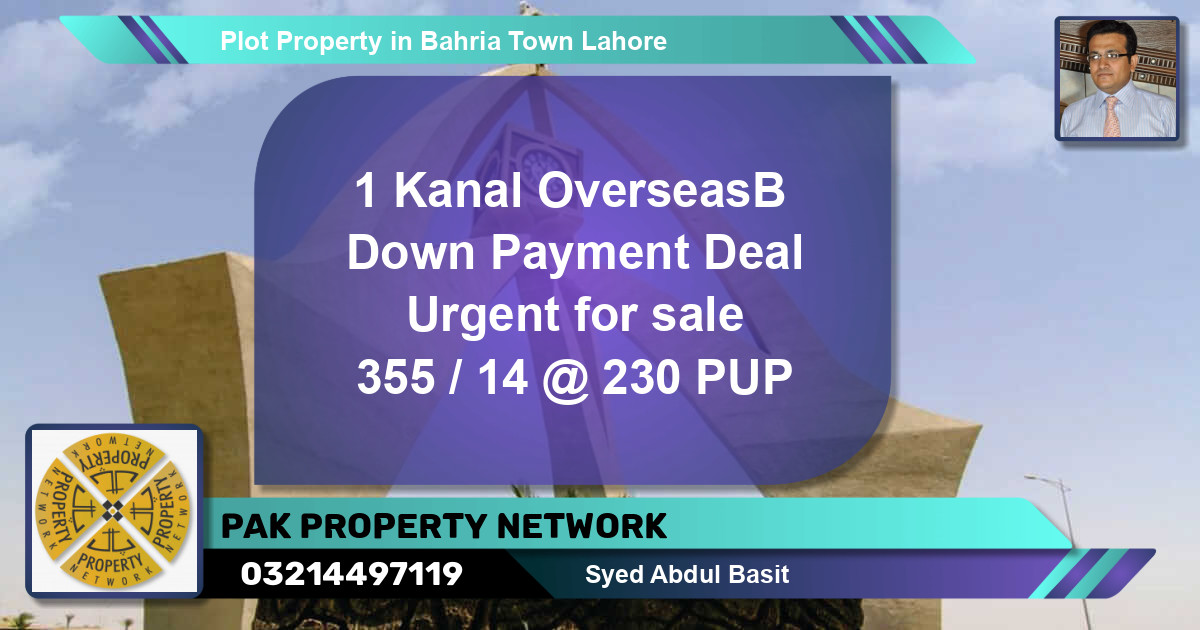 Residential Plot for Sale in Bahria Town, Lahore - (BP-85234)