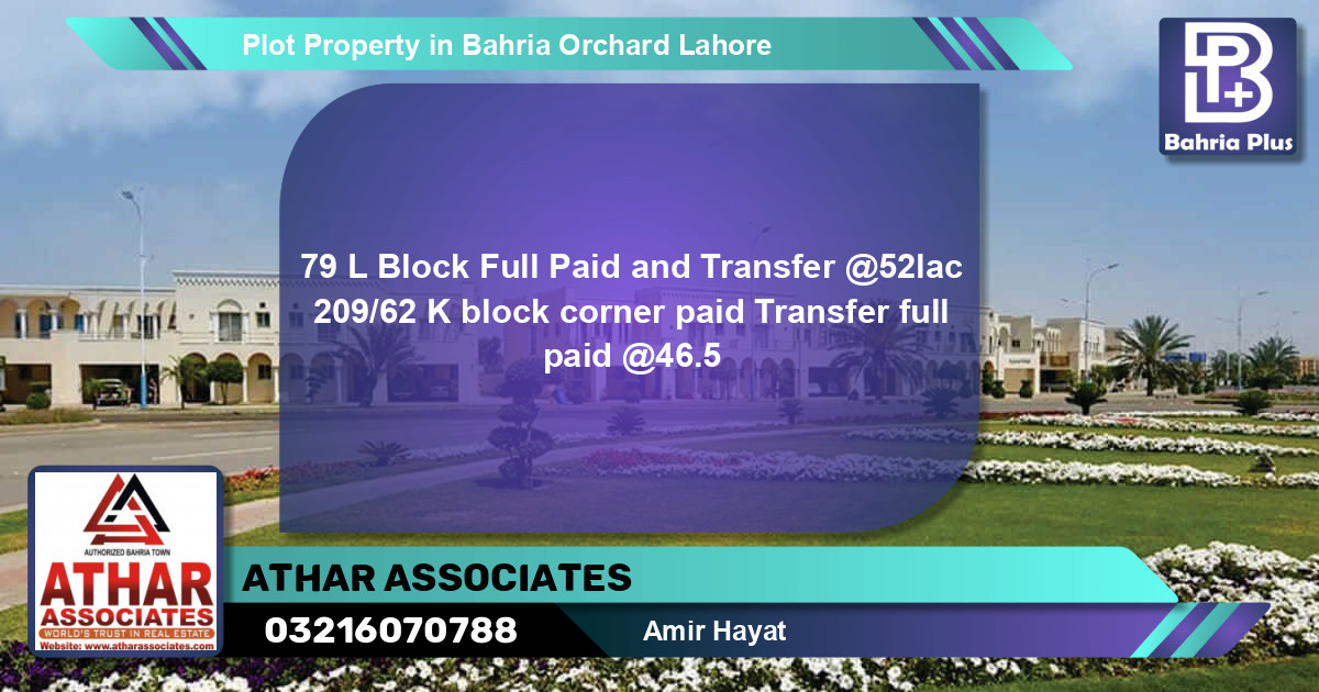 Residential Plot for Sale in Bahria Orchard, Lahore - (BP-85235)