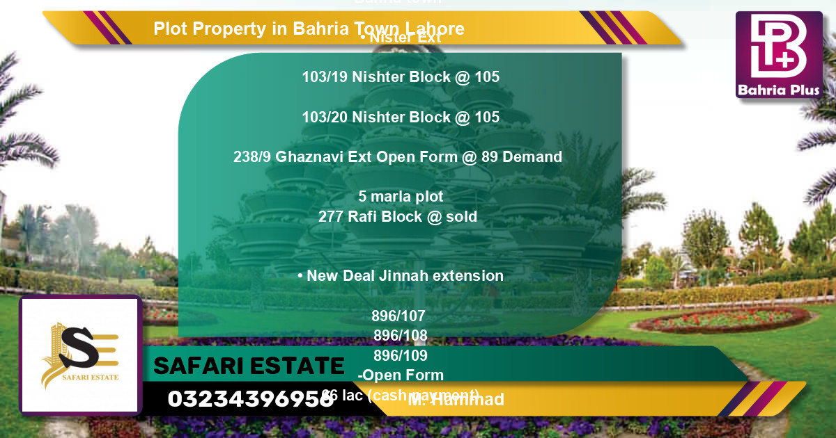 Residential Plot for Sale in Bahria Town, Lahore - (BP-85245)