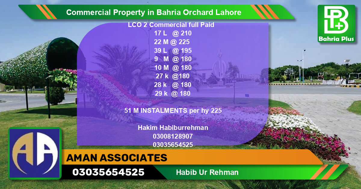 Commercial Property for Sale in Bahria Orchard, Lahore - (BP-85247)