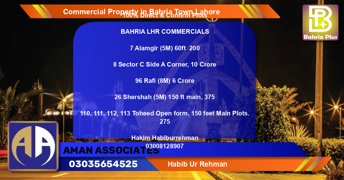 Commercial Property for Sale in Bahria Town, Lahore - (BP-85263)