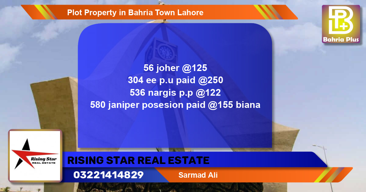 Residential Plot for Sale in Bahria Town, Lahore - (BP-85276)