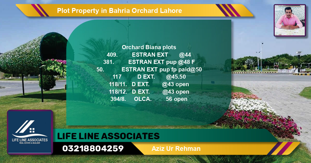 Residential Plot for Sale in Bahria Orchard, Lahore - (BP-85287)