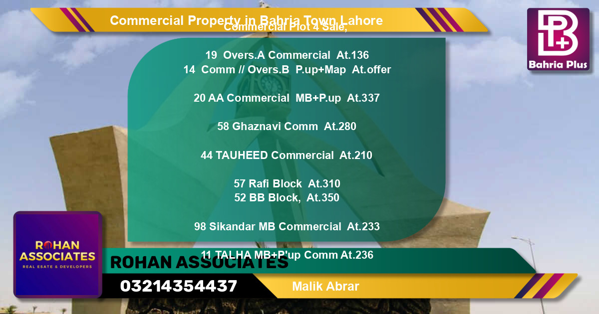 Commercial Property for Sale in Bahria Town, Lahore - (BP-85300)