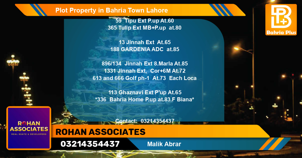 Residential Plot for Sale in Bahria Town, Lahore - (BP-85303)