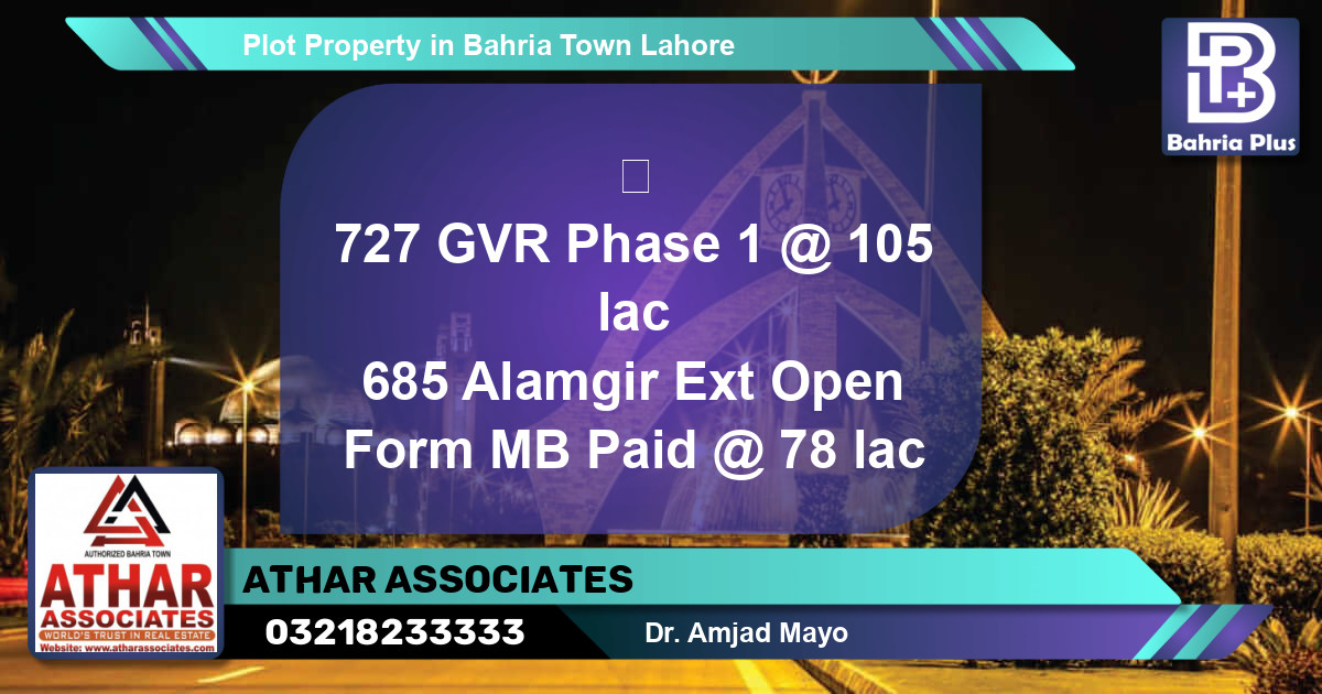 Residential Plot for Sale in Bahria Town, Lahore - (BP-85318)