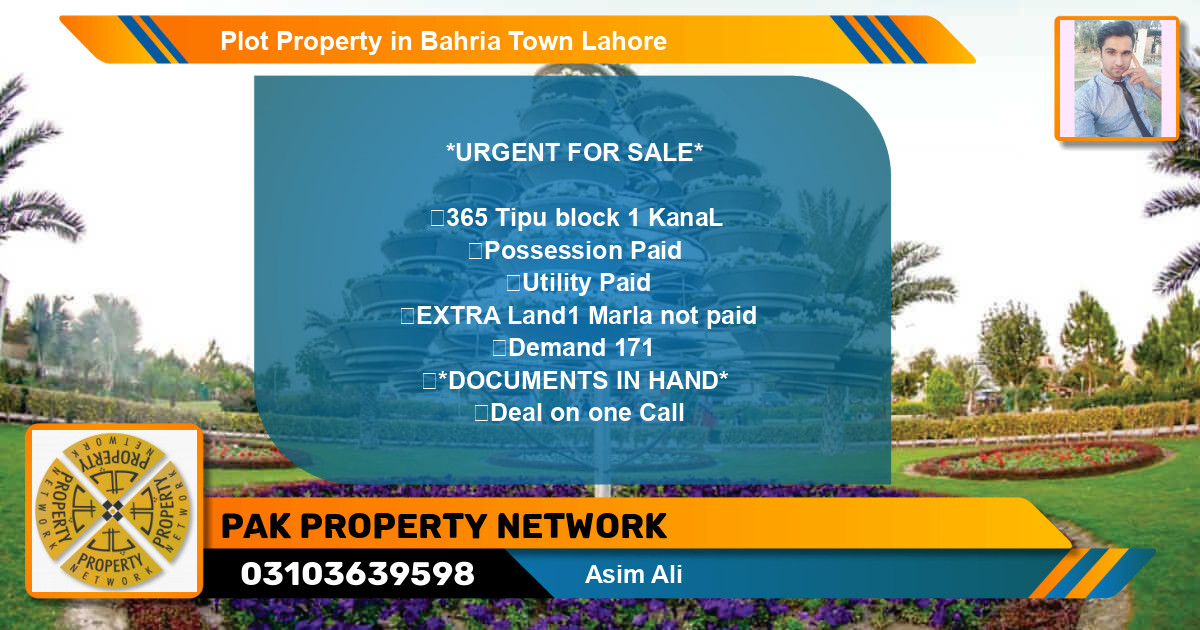 Residential Plot for Sale in Bahria Town, Lahore - (BP-85348)
