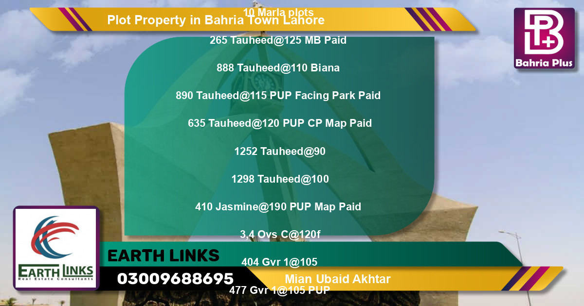 Residential Plot for Sale in Bahria Town, Lahore - (BP-85354)