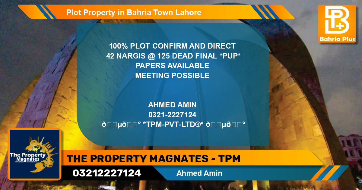 Residential Plot for Sale in Bahria Town, Lahore - (BP-85358)