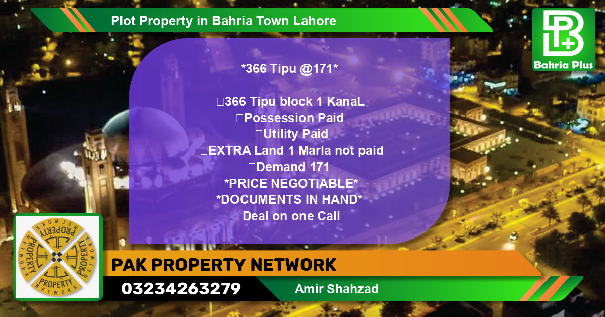 Residential Plot for Sale in Bahria Town, Lahore - (BP-85362)