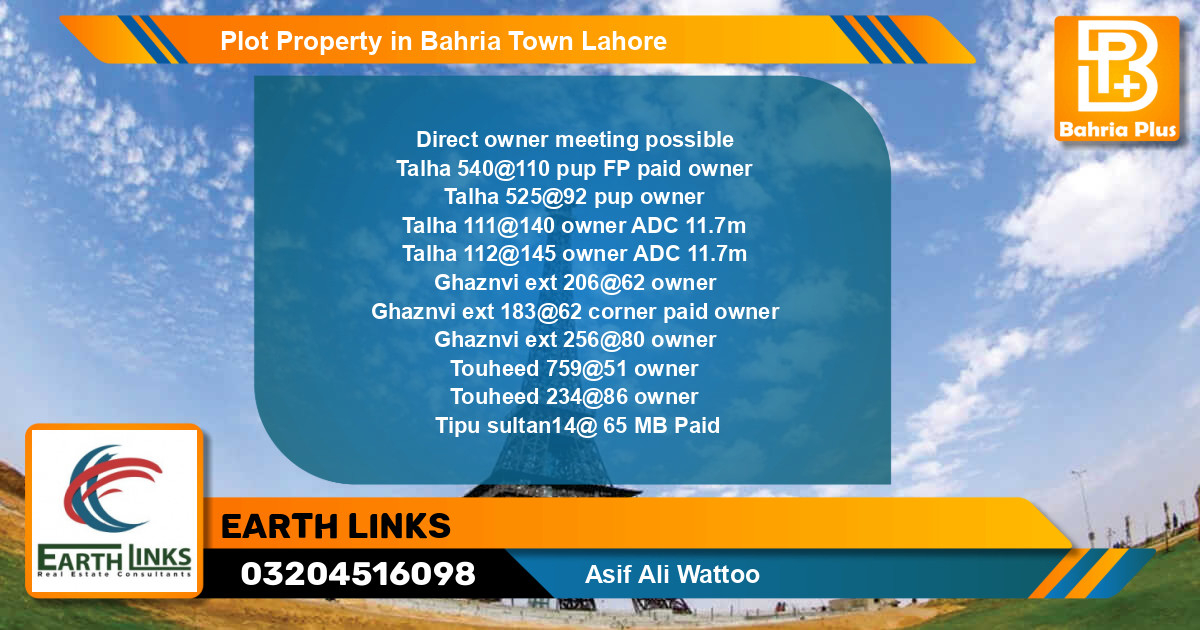 Residential Plot for Sale in Bahria Town, Lahore - (BP-85376)