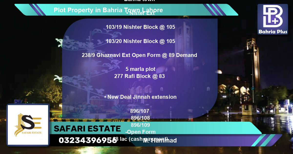 Residential Plot for Sale in Bahria Town, Lahore - (BP-85391)