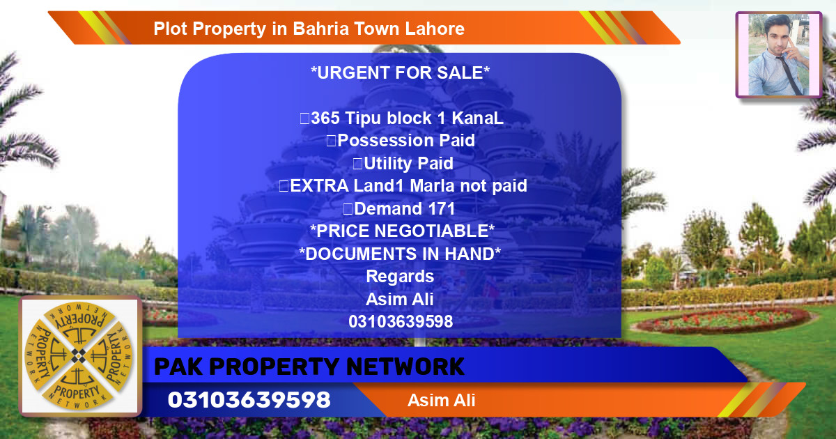 Residential Plot for Sale in Bahria Town, Lahore - (BP-85400)