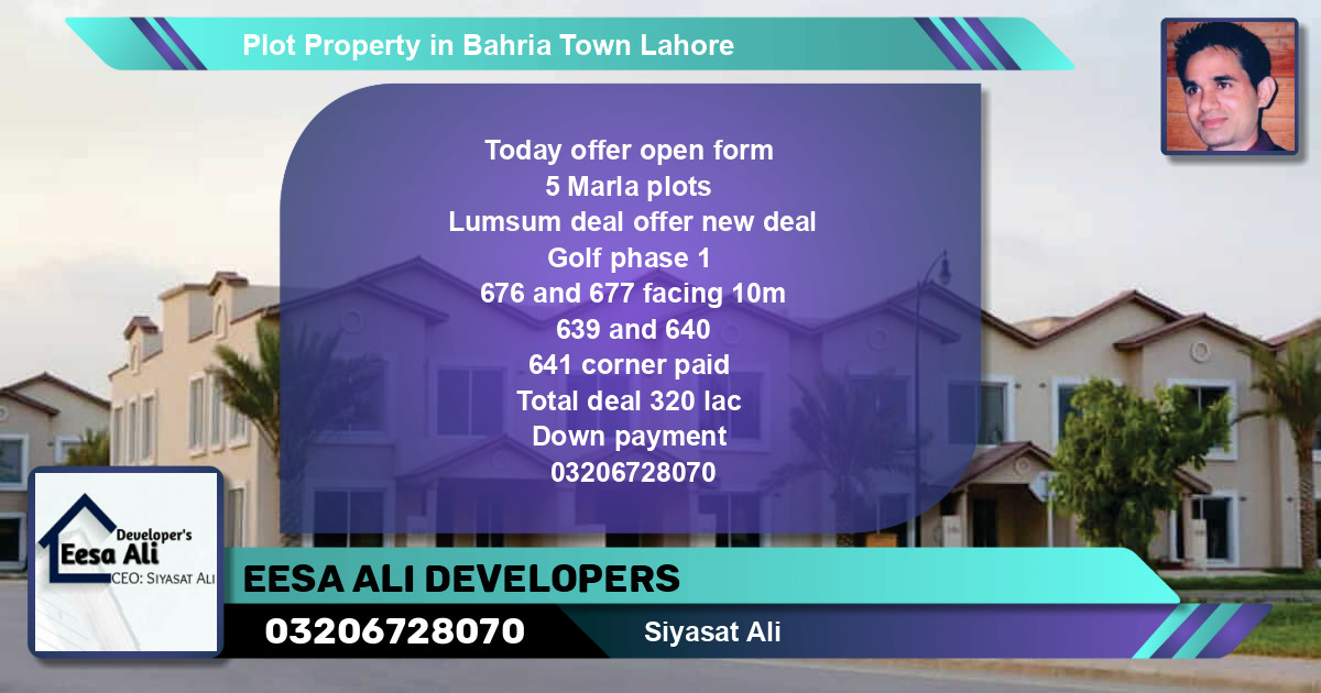 Residential Plot for Sale in Bahria Town, Lahore - (BP-85417)