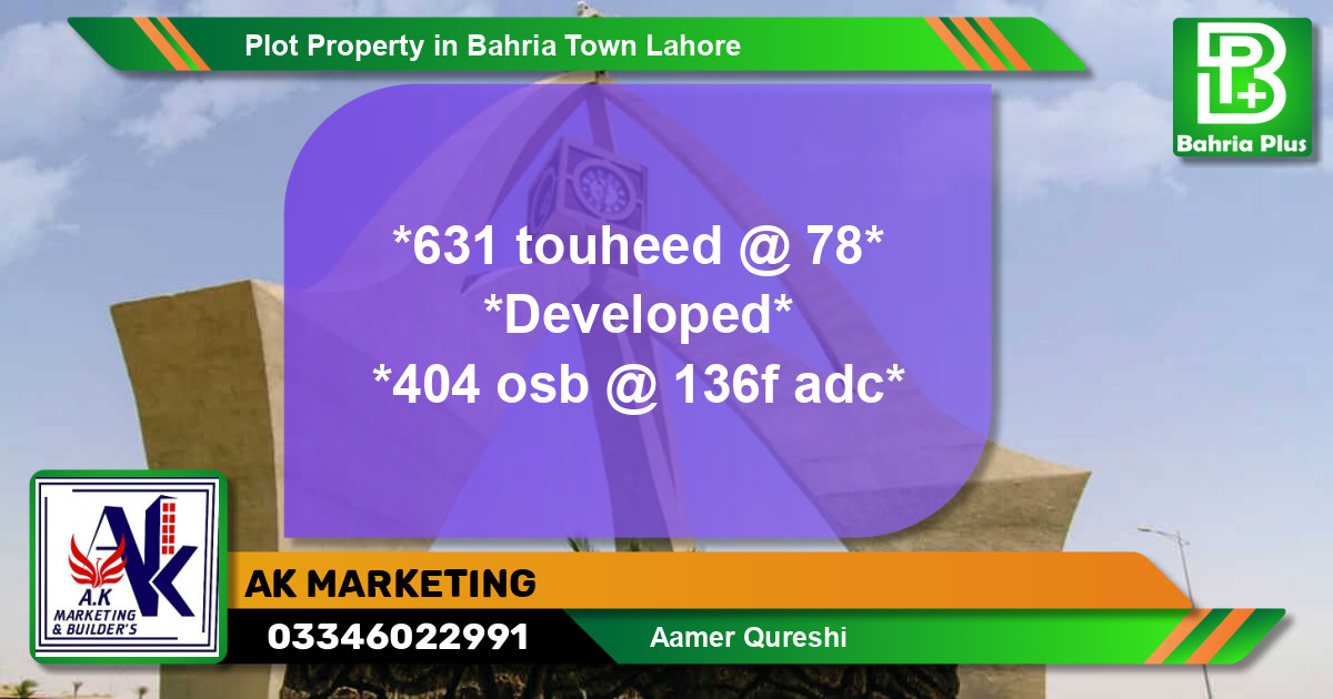Residential Plot for Sale in Bahria Town, Lahore - (BP-85419)