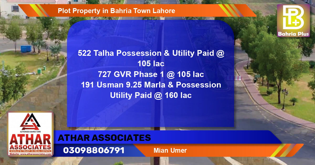 Residential Plot for Sale in Bahria Town, Lahore - (BP-85428)