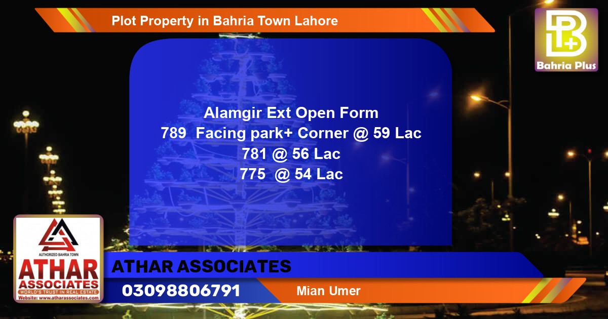 Residential Plot for Sale in Bahria Town, Lahore - (BP-85433)