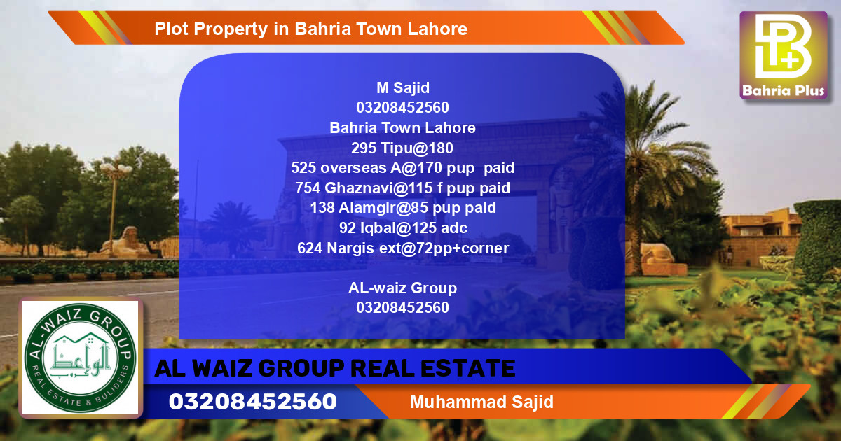 Residential Plot for Sale in Bahria Town, Lahore - (BP-85442)