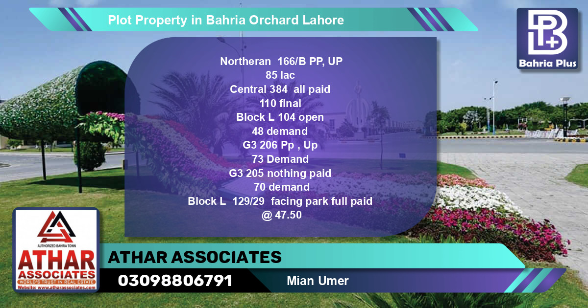 Residential Plot for Sale in Bahria Orchard, Lahore - (BP-85443)