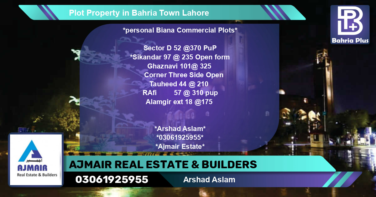 Commercial Plot for Sale in Bahria Town, Lahore - (BP-85445)