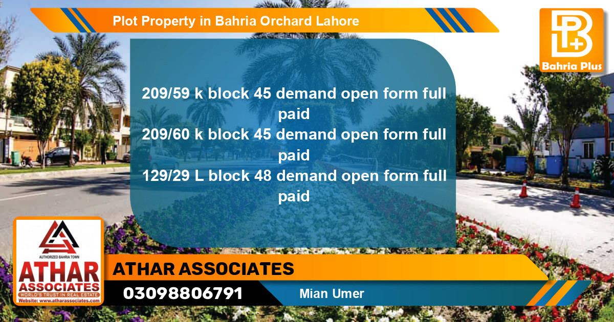 Residential Plot for Sale in Bahria Orchard, Lahore - (BP-85447)