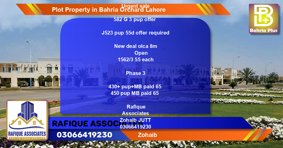 Residential Plot for Sale in Phase 4 - G3 Block -  Bahria Orchard, Lahore - (BP-85465)