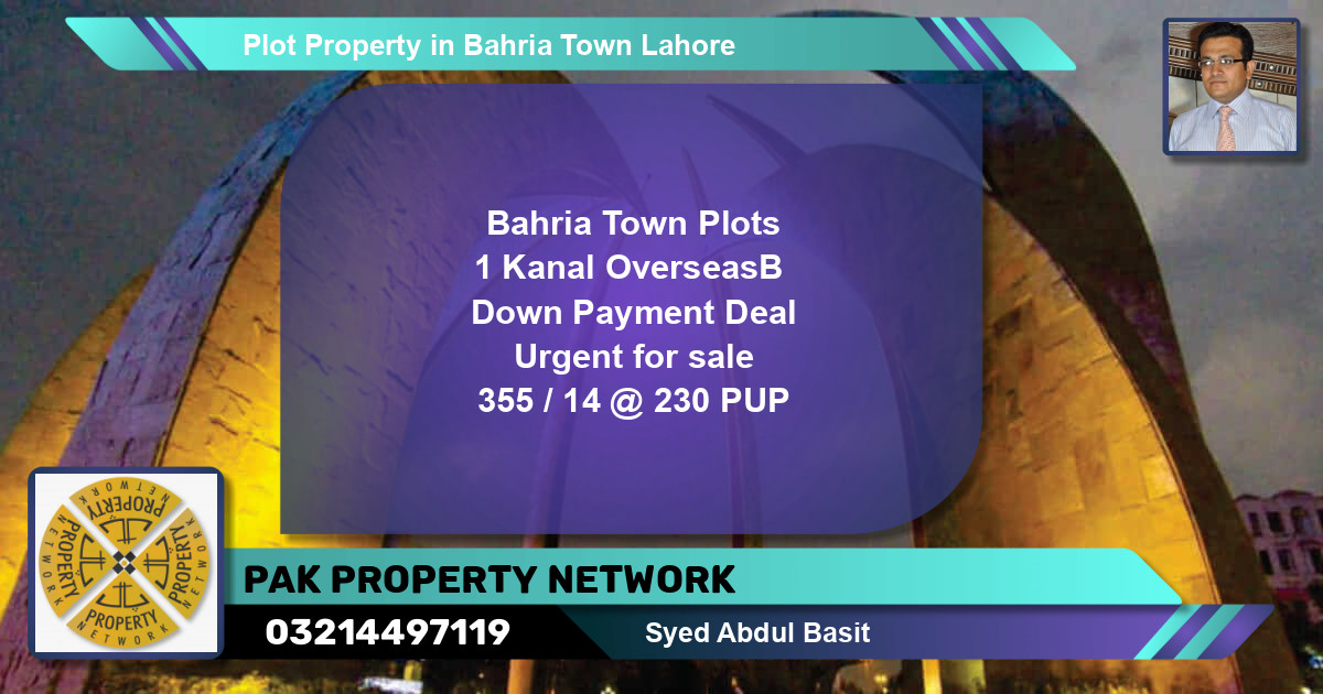 Residential Plot for Sale in Bahria Town, Lahore - (BP-85468)