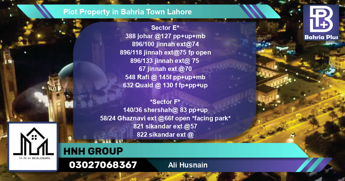 Residential Plot for Sale in Bahria Town, Lahore - (BP-85485)