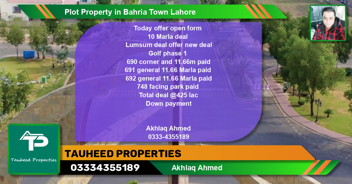 Residential Plot for Sale in Bahria Town, Lahore - (BP-85500)