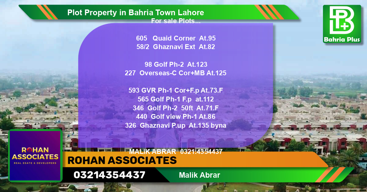 Residential Plot for Sale in Bahria Town, Lahore - (BP-85534)
