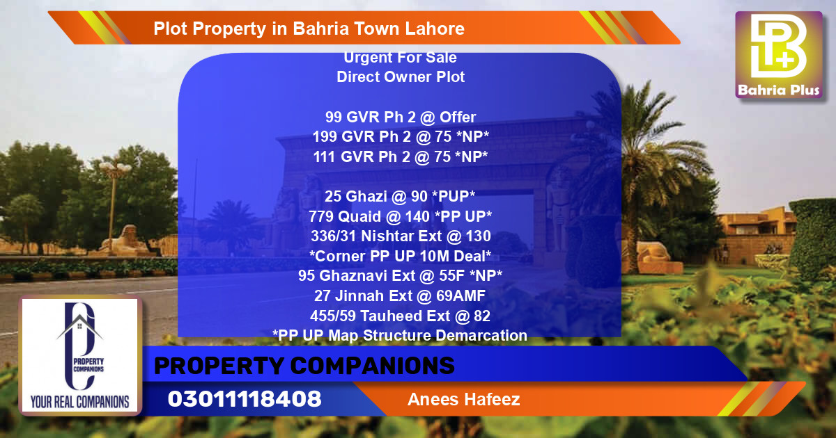Residential Plot for Sale in Bahria Town, Lahore - (BP-85549)